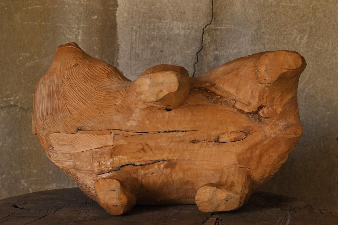 Antigua figura de oso/animal tallada en madera japonesa/época Showa en venta 6