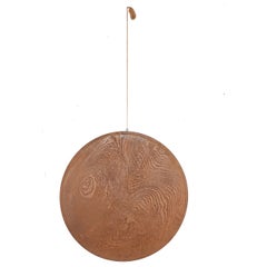 Old Japanese wooden disc-shaped wall hanging object / 20th century