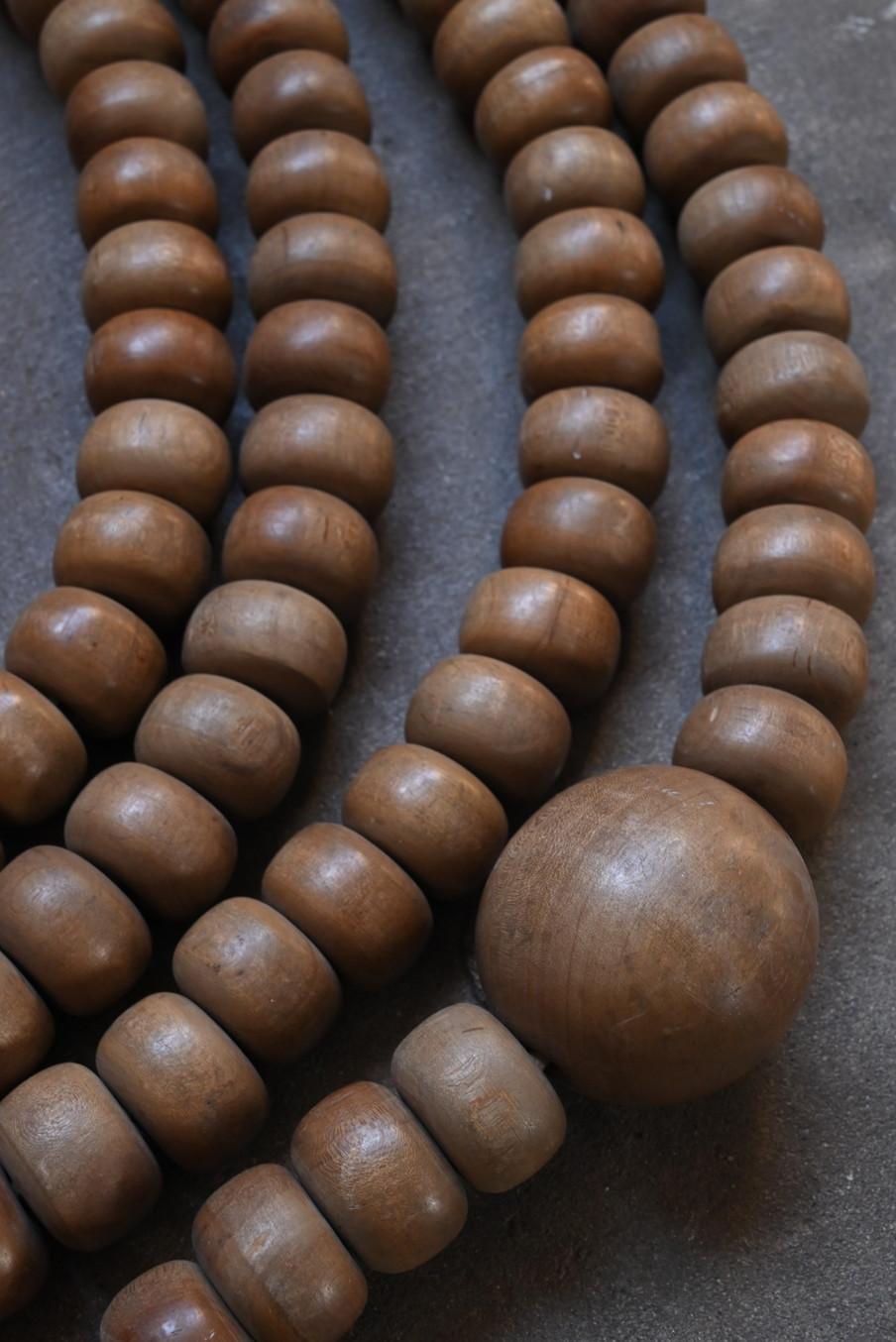Old Japanese wooden large rosary / [Hyakumanben] / Temple equipment 5