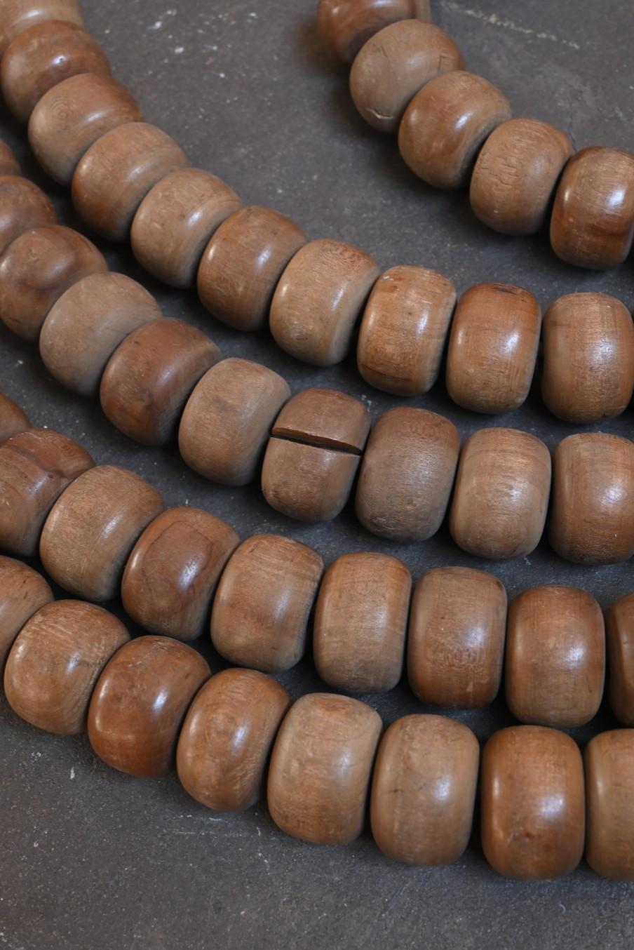 Old Japanese wooden large rosary / [Hyakumanben] / Temple equipment 6