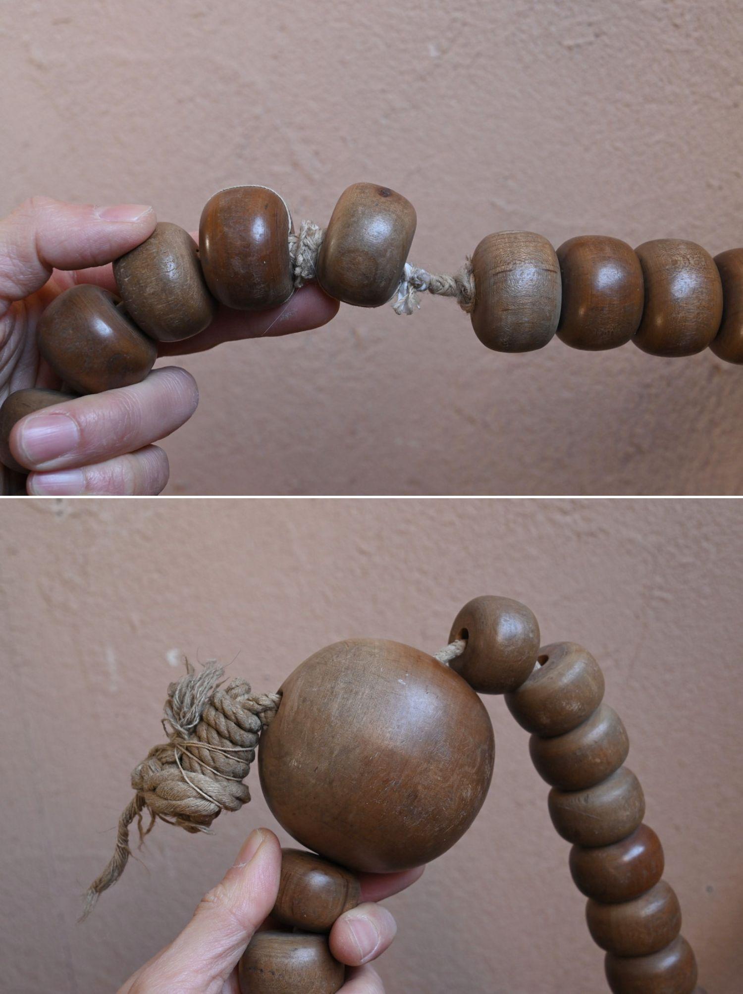 Old Japanese wooden large rosary / [Hyakumanben] / Temple equipment 7