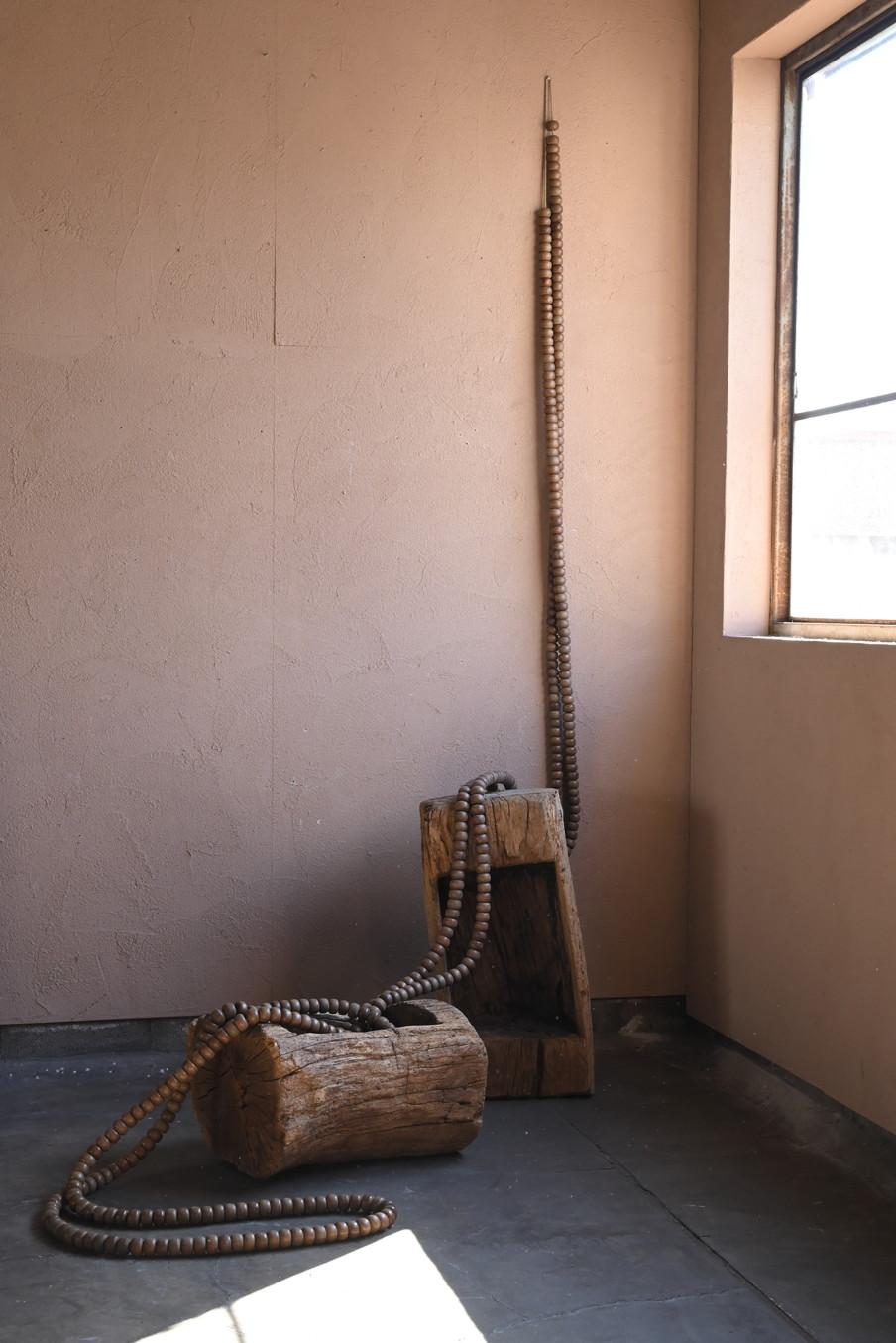 Old Japanese wooden large rosary / [Hyakumanben] / Temple equipment 10
