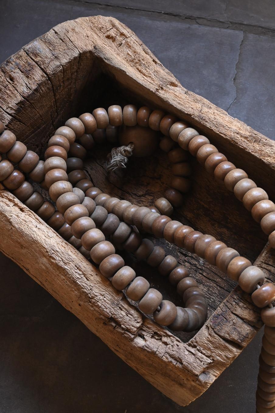 Old Japanese wooden large rosary / [Hyakumanben] / Temple equipment 11