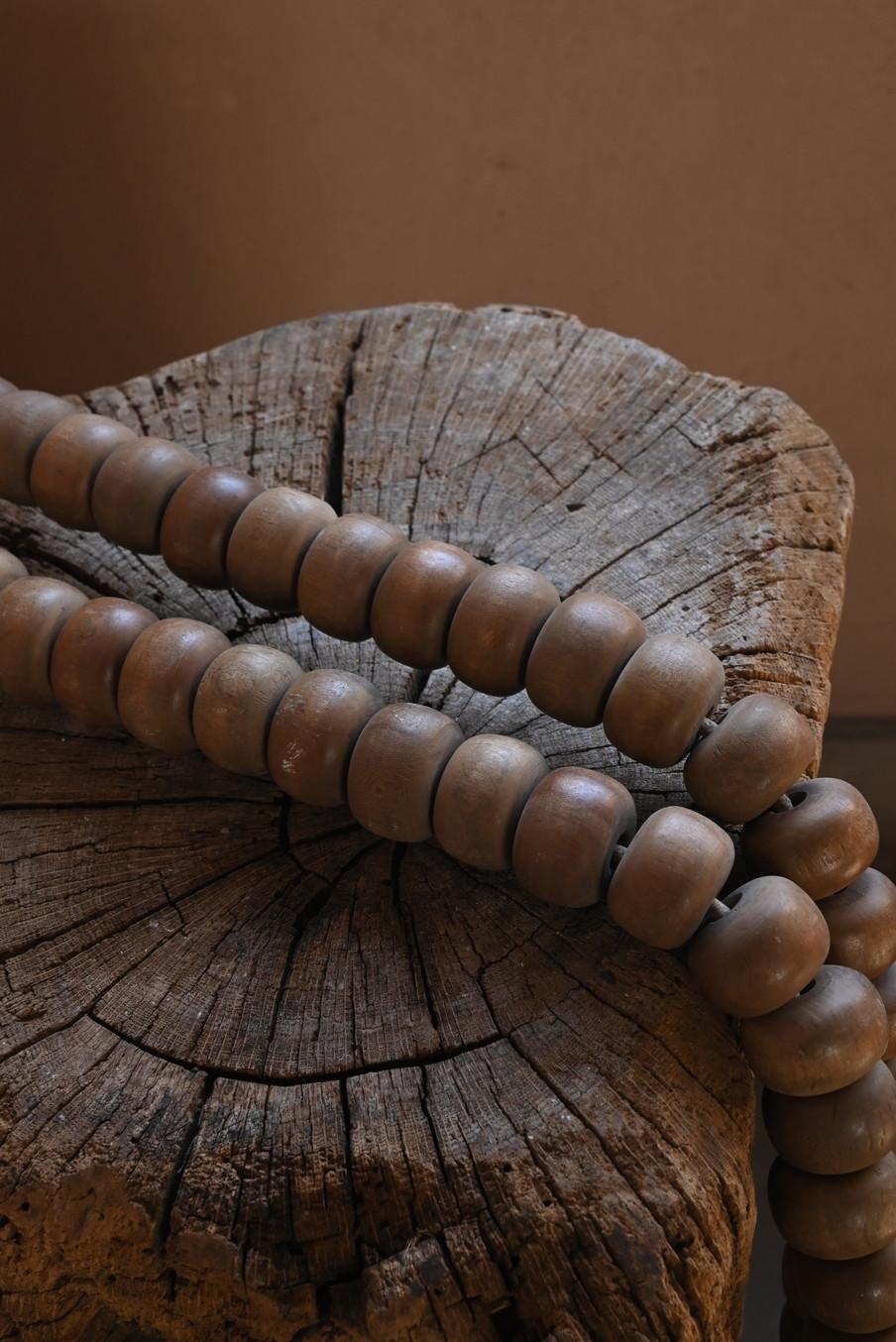 Old Japanese wooden large rosary / [Hyakumanben] / Temple equipment 12