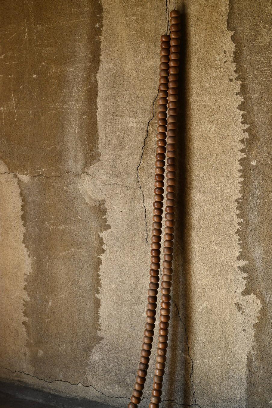 Meiji Old Japanese wooden large rosary / [Hyakumanben] / Temple equipment