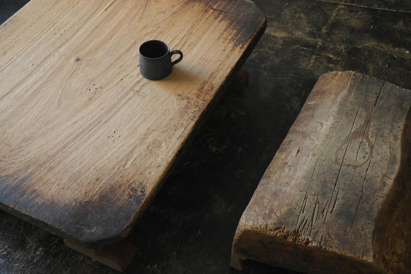 Old Japanese wooden low bench/20th century/wooden chair/stool For Sale 8