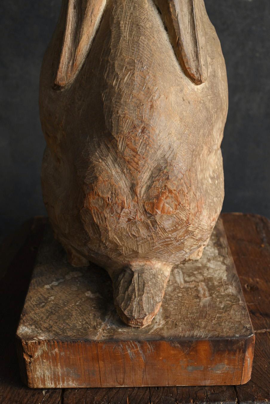 Alte japanische Holzkaninchenfigur/20. Jahrhundert/geschnitztes Tier im Angebot 8