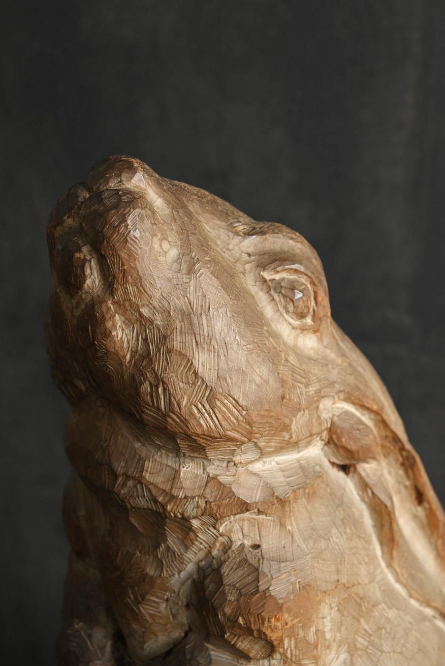 Alte japanische Holzkaninchenfigur/20. Jahrhundert/geschnitztes Tier im Angebot 9