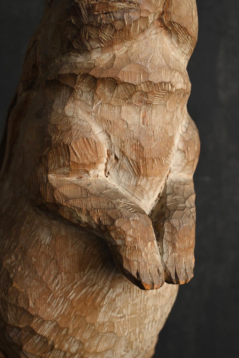 Alte japanische Holzkaninchenfigur/20. Jahrhundert/geschnitztes Tier im Angebot 11