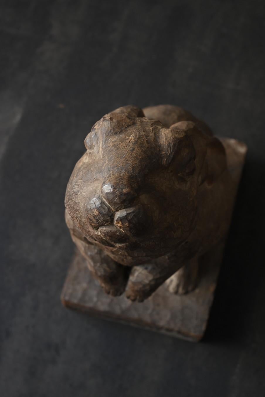 Alte japanische Holzkaninchenfigur/20. Jahrhundert/geschnitztes Tier im Zustand „Gut“ im Angebot in Sammu-shi, Chiba