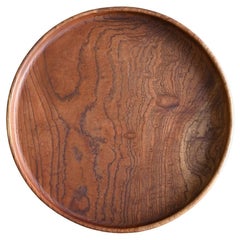 Old Japanese wooden round tray / 20th century / Beautiful wood grain tray