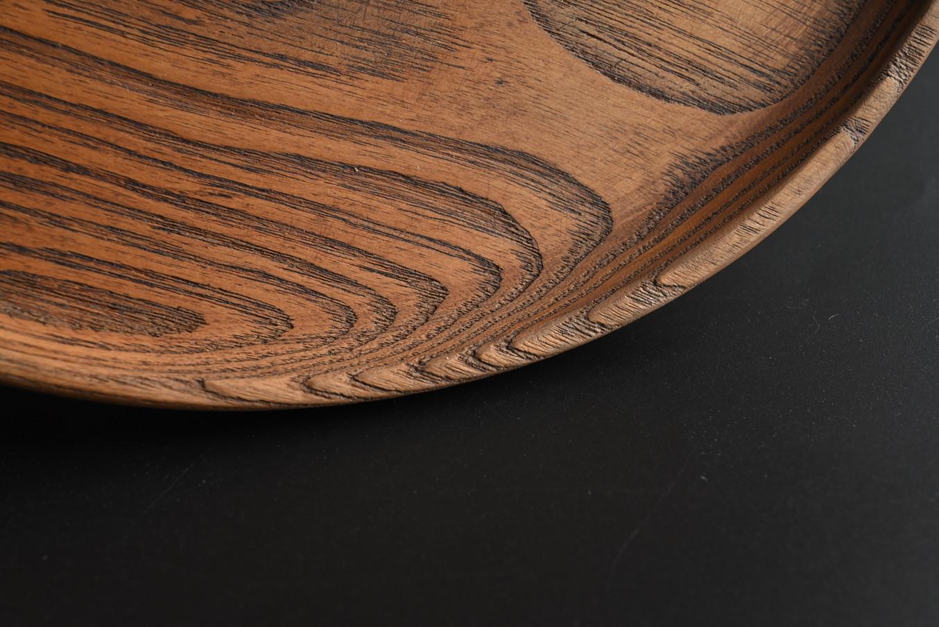 Old Japanese wooden round tray/Showa era/confectionery dish 4