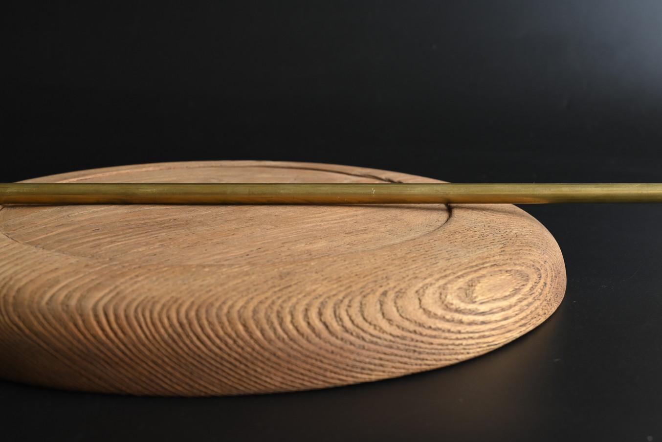 Old Japanese wooden round tray/Showa era/confectionery dish 9