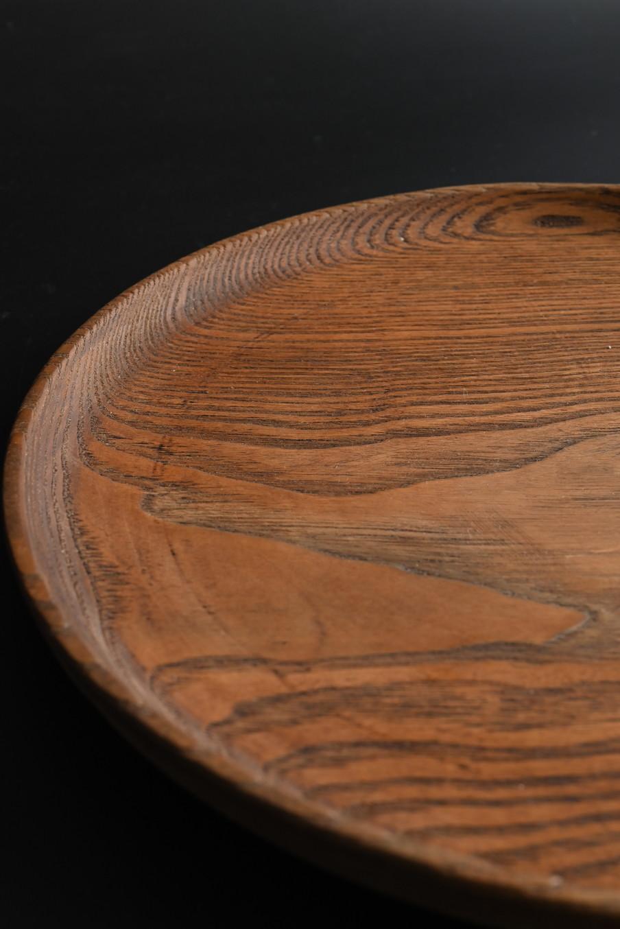 Wood Old Japanese wooden round tray/Showa era/confectionery dish
