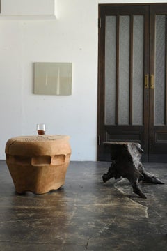 Old Japanese wooden display stand and stool / 20th century/Wabi-sabi object