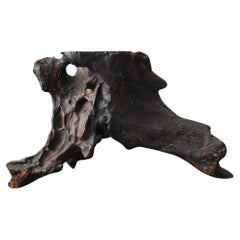 Alter japanischer Holzhocker / Wabi-Sabi-Ständer / 20. Jahrhundert