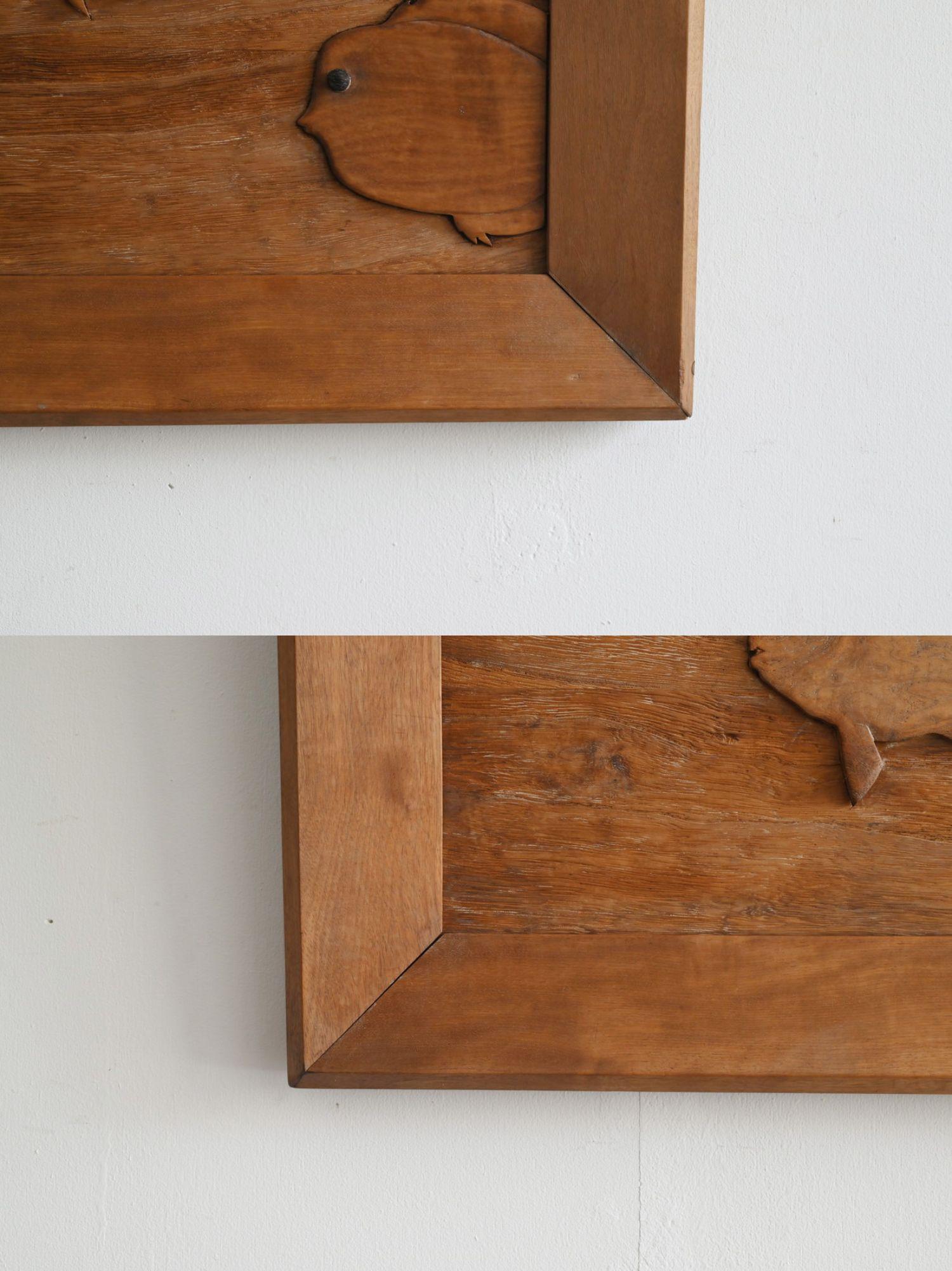 Old Japanese wooden wall hanging tropical fish picture / 20th century For Sale 8