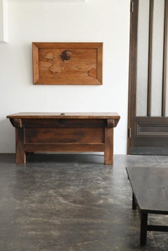 Old Japanese wooden wall hanging tropical fish picture / 20th century