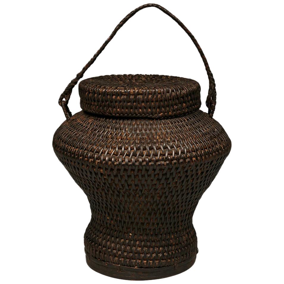 Old Jar-shaped Rice Storage Basket, Philippines, Early to Mid-20th Century