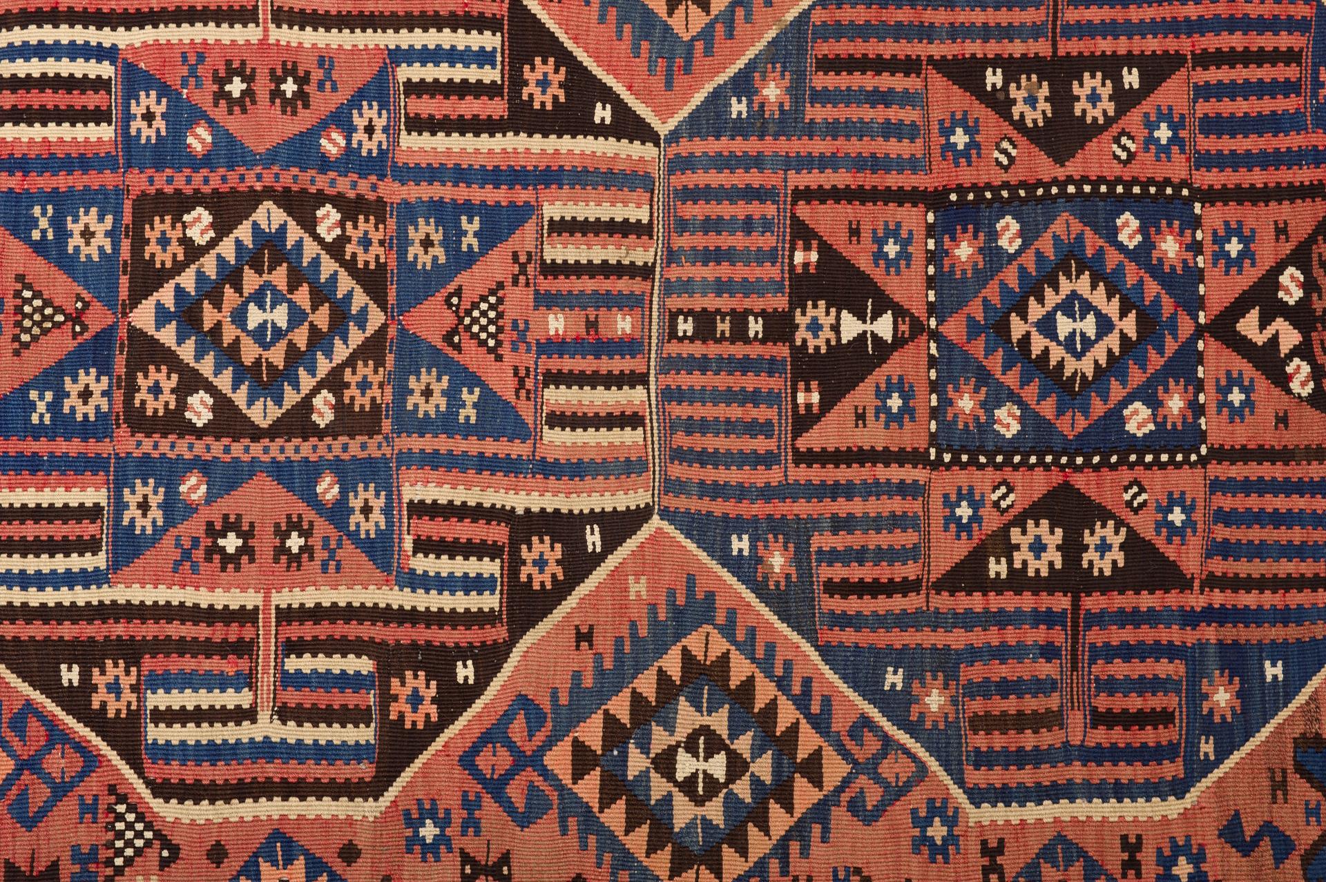 Hand-Knotted Old Kilim from Azerbaijian For Sale