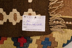 Hand-Woven Wool Kilim from Kurdestan, Polychrome Stripes, Circa 1950