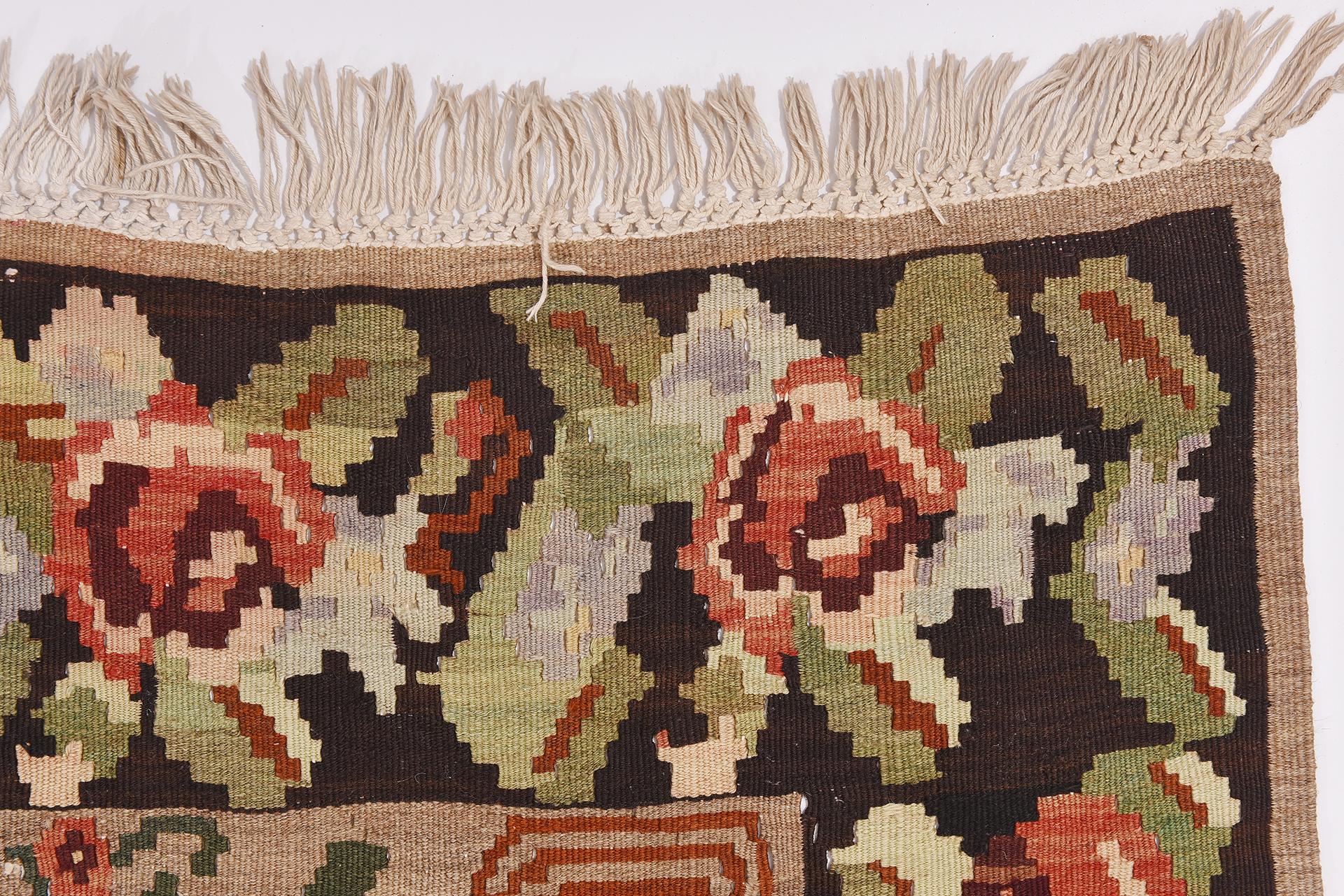 Wool Old Kilim KAREBAGH with Flowers For Sale