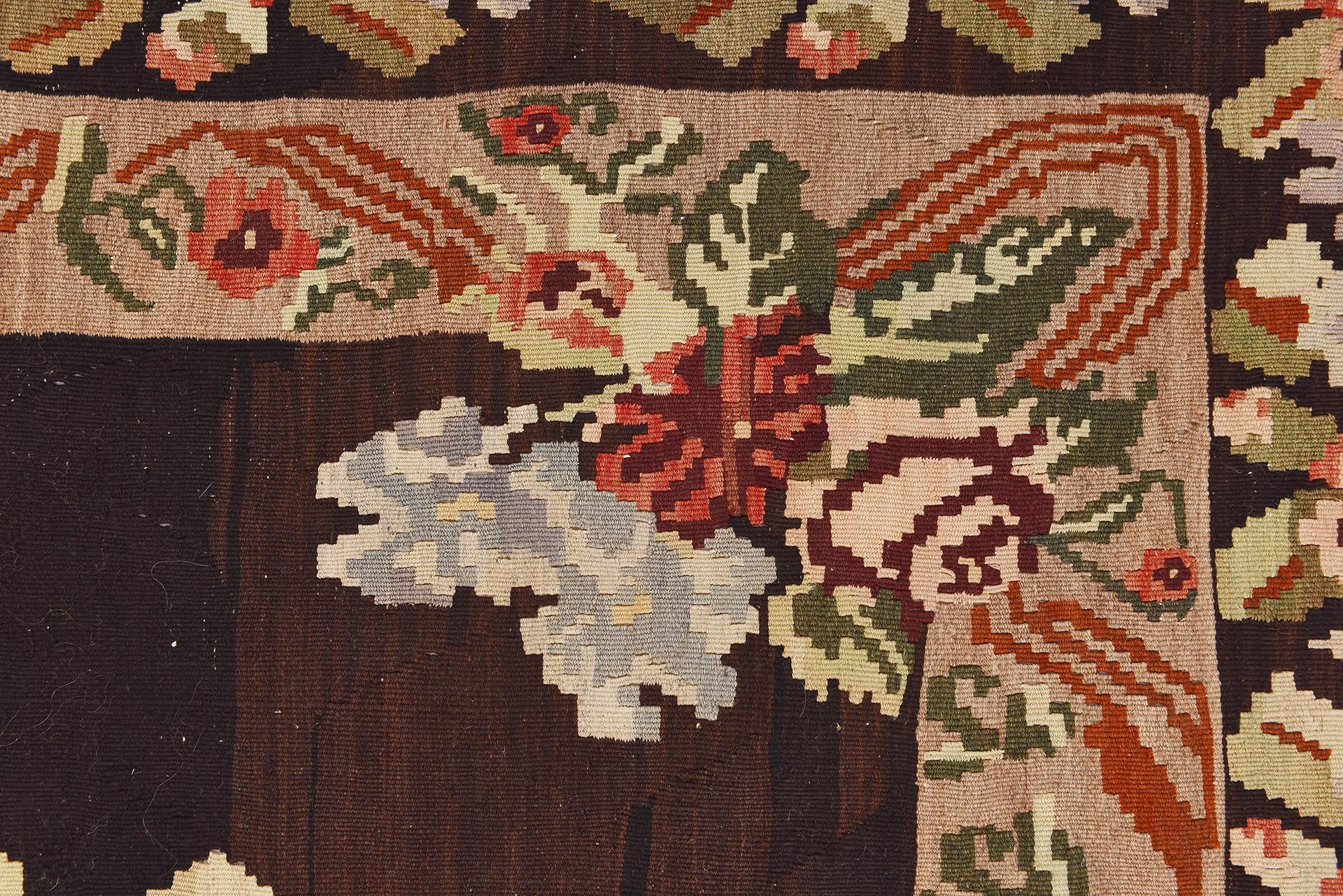 Old Kilim KAREBAGH with Flowers For Sale 1