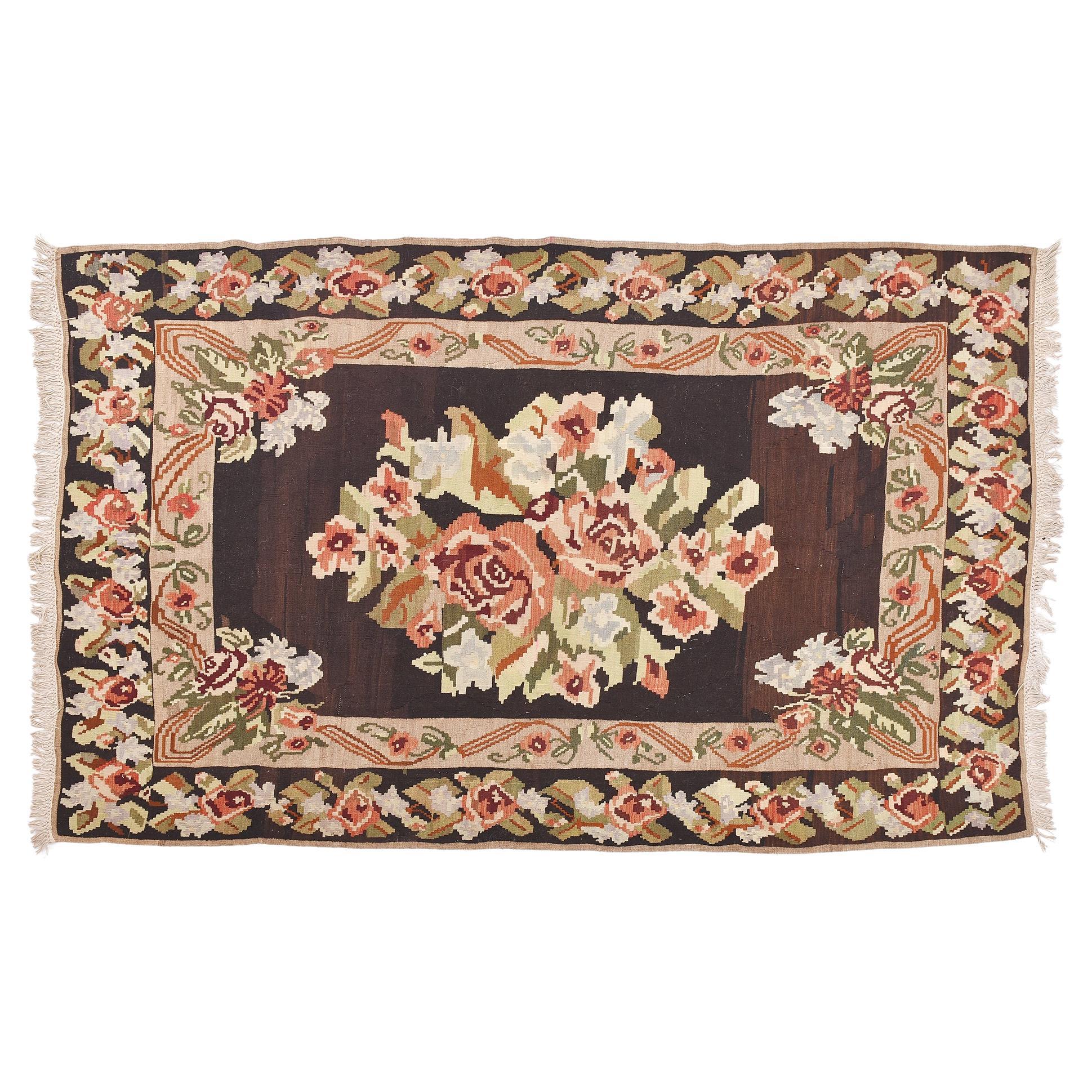 Old Kilim KAREBAGH with Flowers For Sale