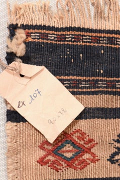 Antique Hand-Woven Kilim Rug, Wool, Polychrome Stripes, 1930