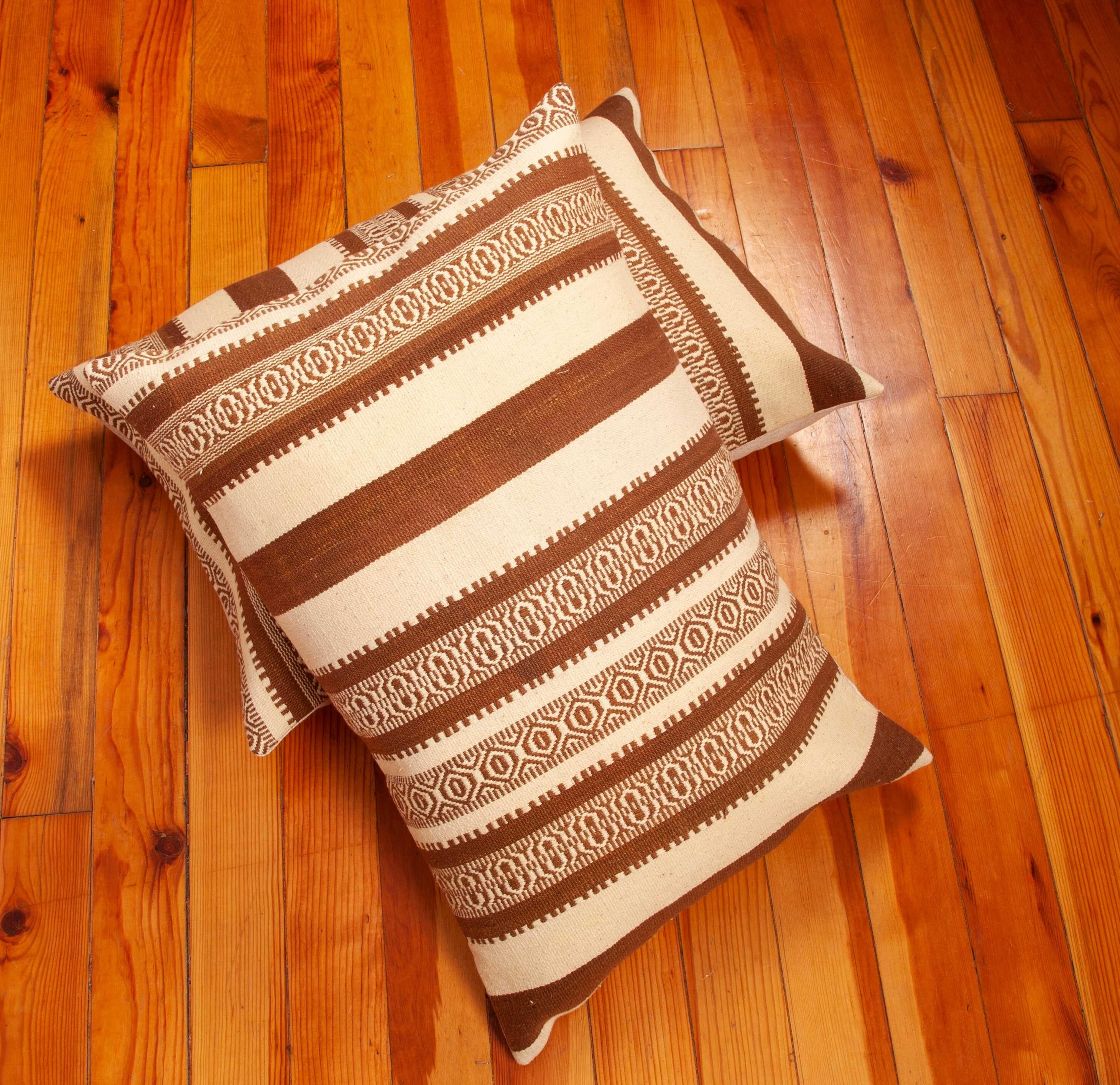 Hand-Woven Old Kilim Pillow Cases Fashioned from a Vintage Anatolian Wool Kilim For Sale