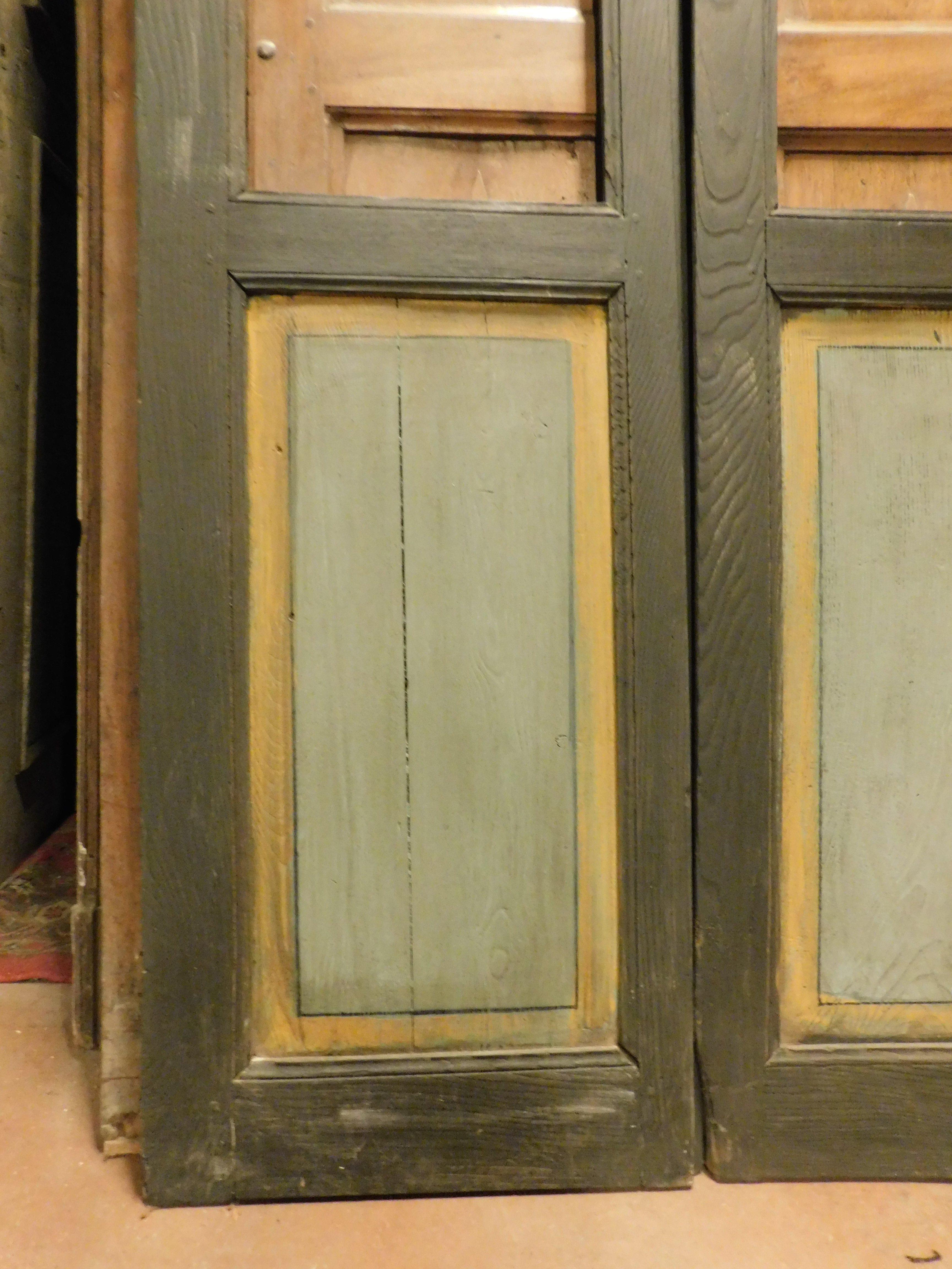 puerta antigua de cristal lacado, dos hojas, Italia siglo XIX en venta