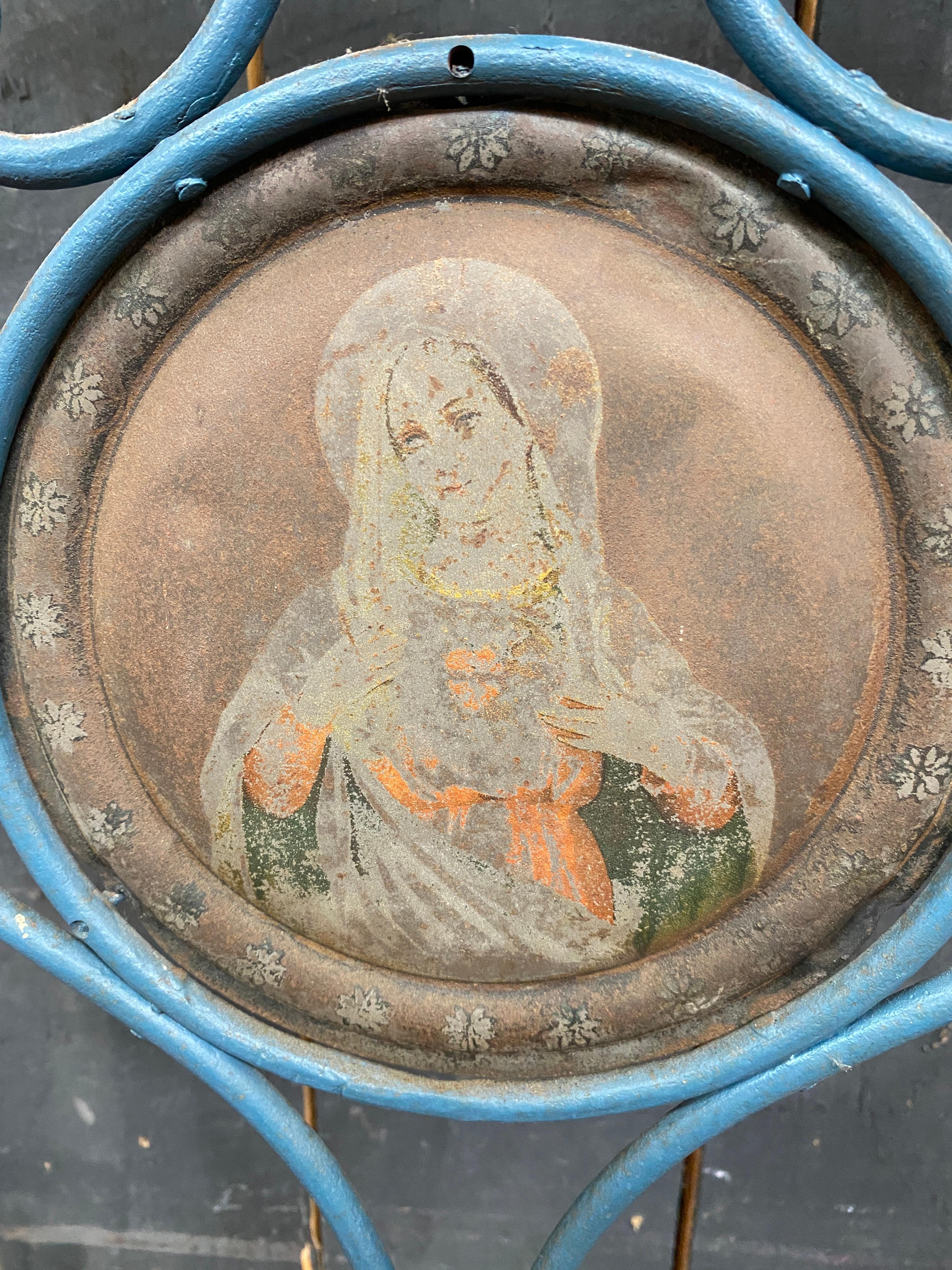 Fer forgé Ancien lit en fer forgé laqué, provenant d'une congrégation religieuse vers 1900. en vente