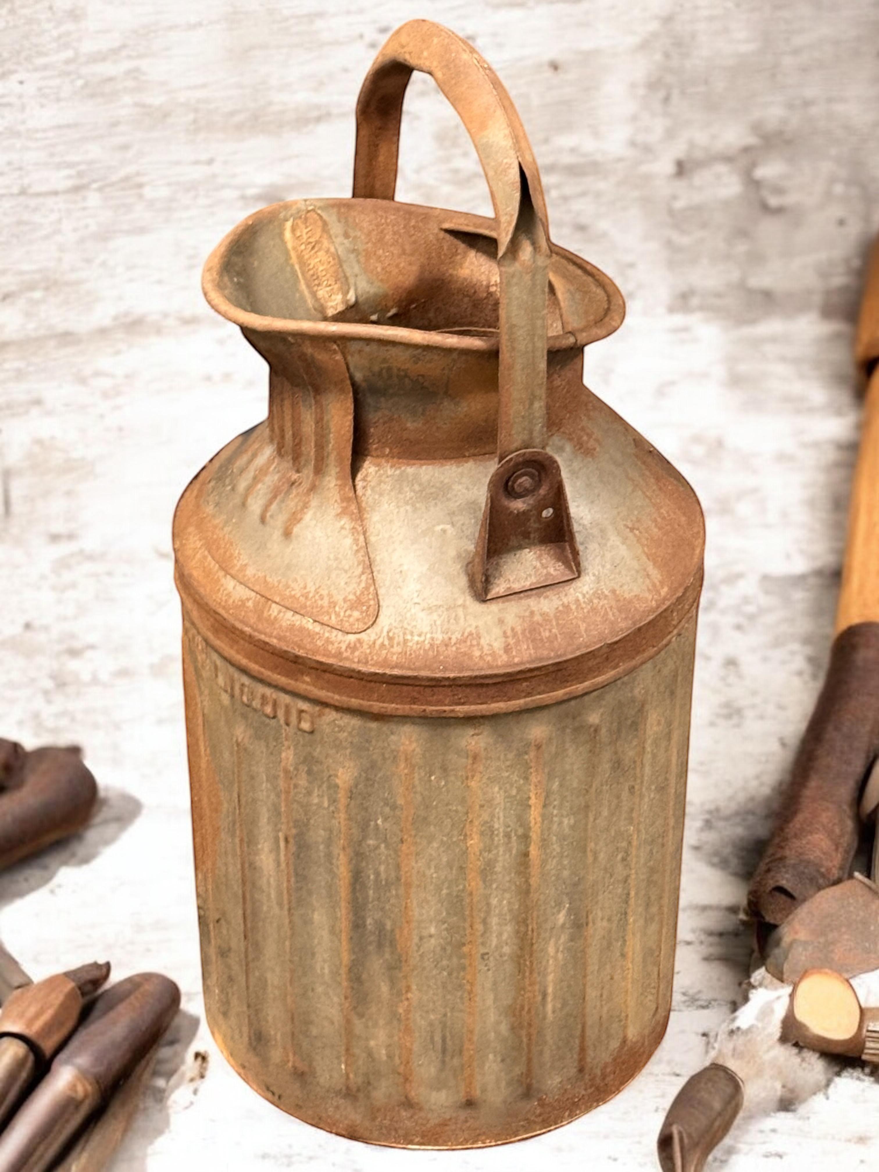 Old Large 5 Gallon Gas Station Oil Can Vintage Industrial Style Decoration Item For Sale 4