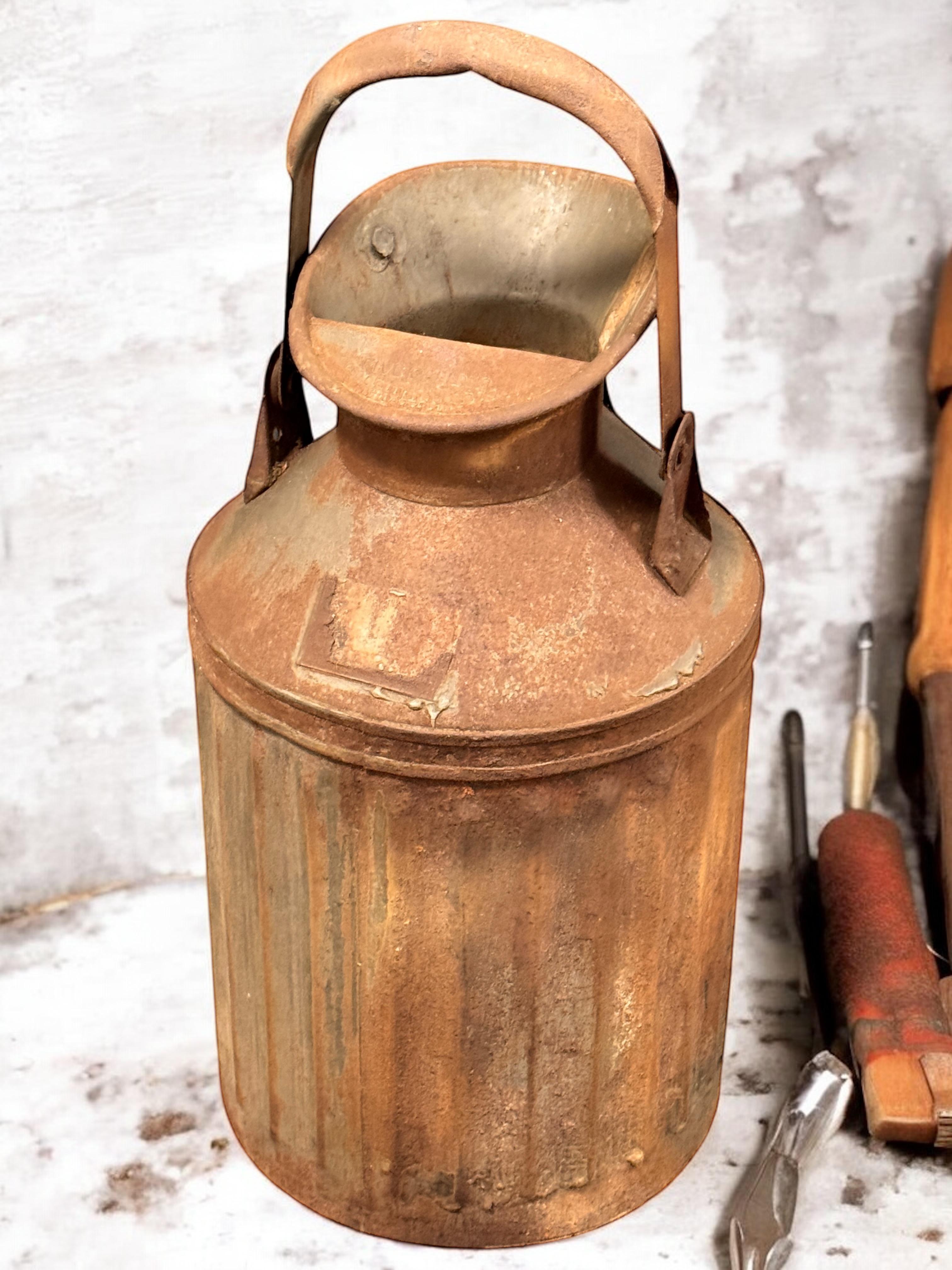 Old Large 5 Gallon Gas Station Oil Can Vintage Industrial Style Decoration Item For Sale 7
