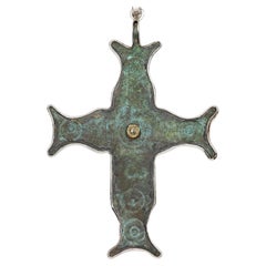 Grande croix byzantine de style romain de 4 pouces en argent sterling et 18 carats