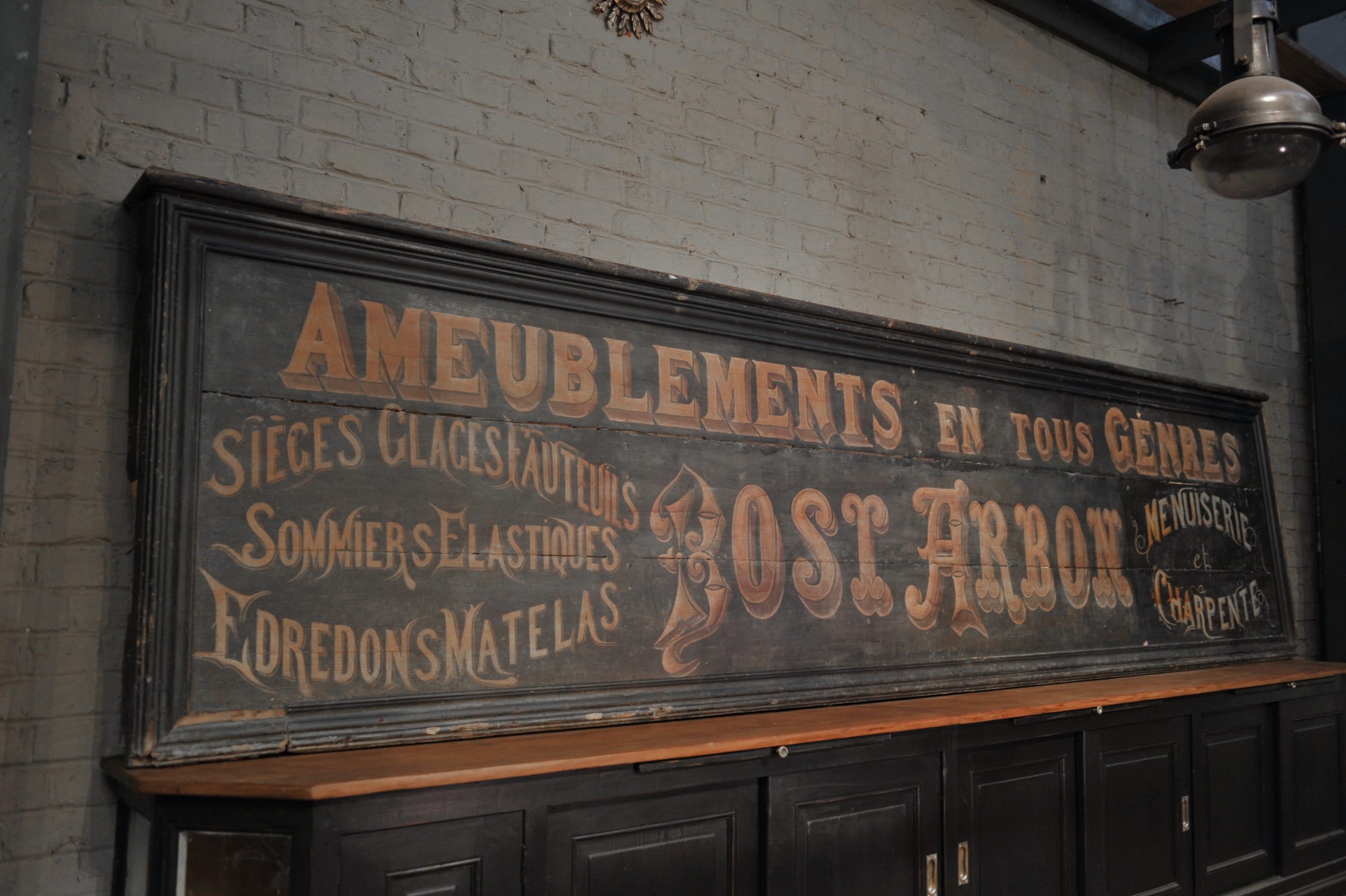 Early 20th Century Old Large French Furniture and Carpenter Shop Sign, circa 1920