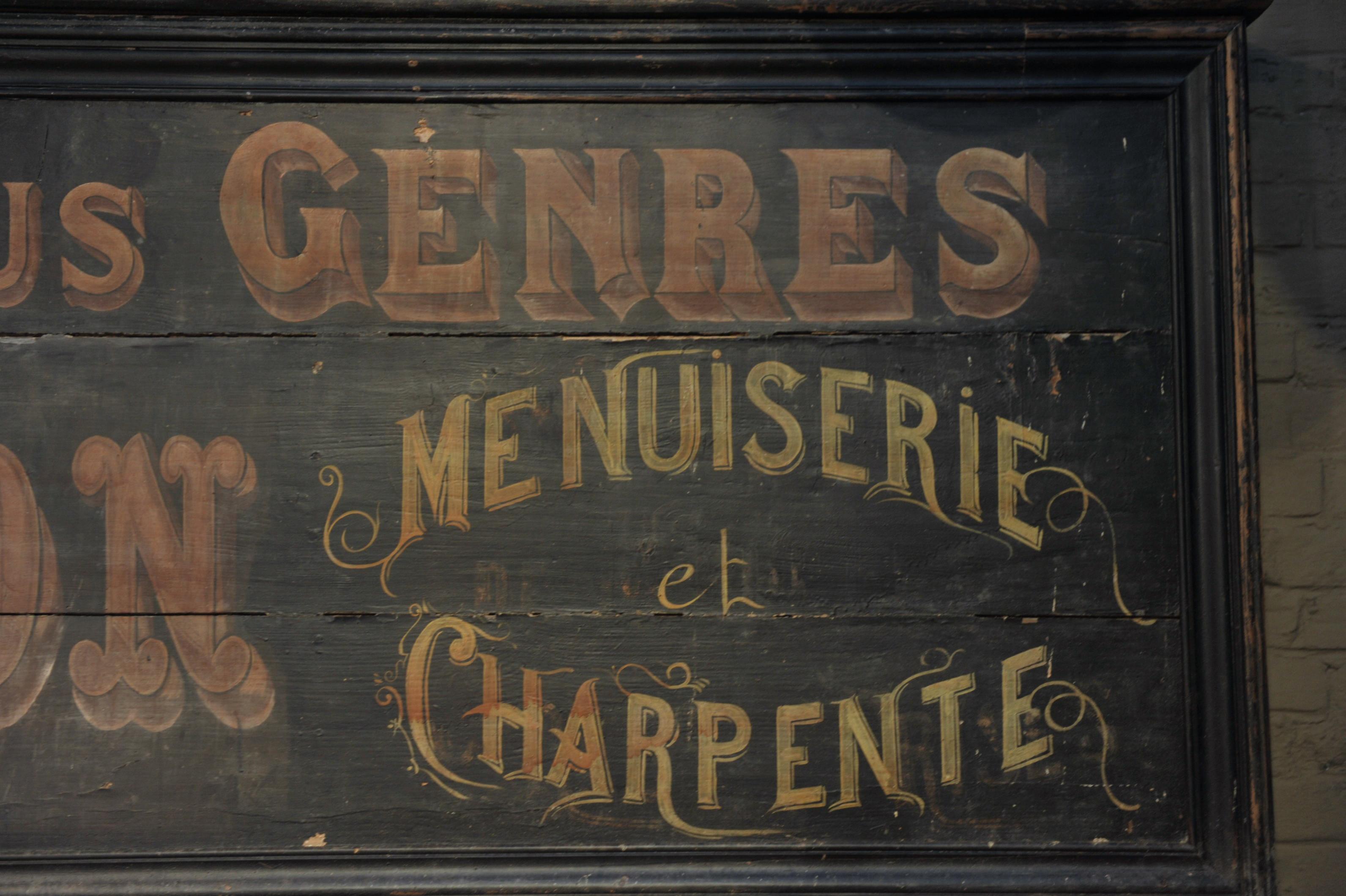 Old Large French Furniture and Carpenter Shop Sign, circa 1920 2