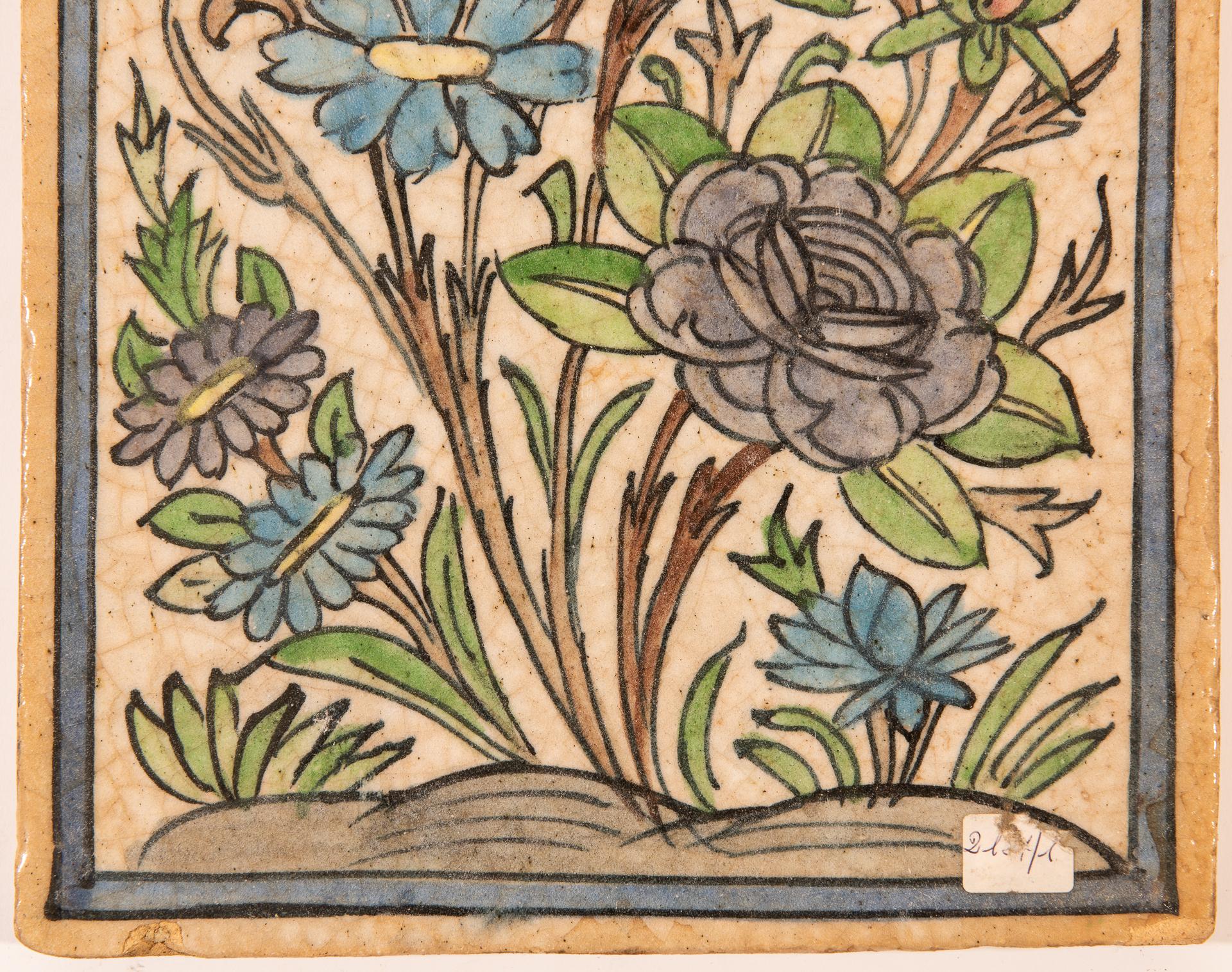 Other Old Large Hand Painted Ceramic Tile For Sale