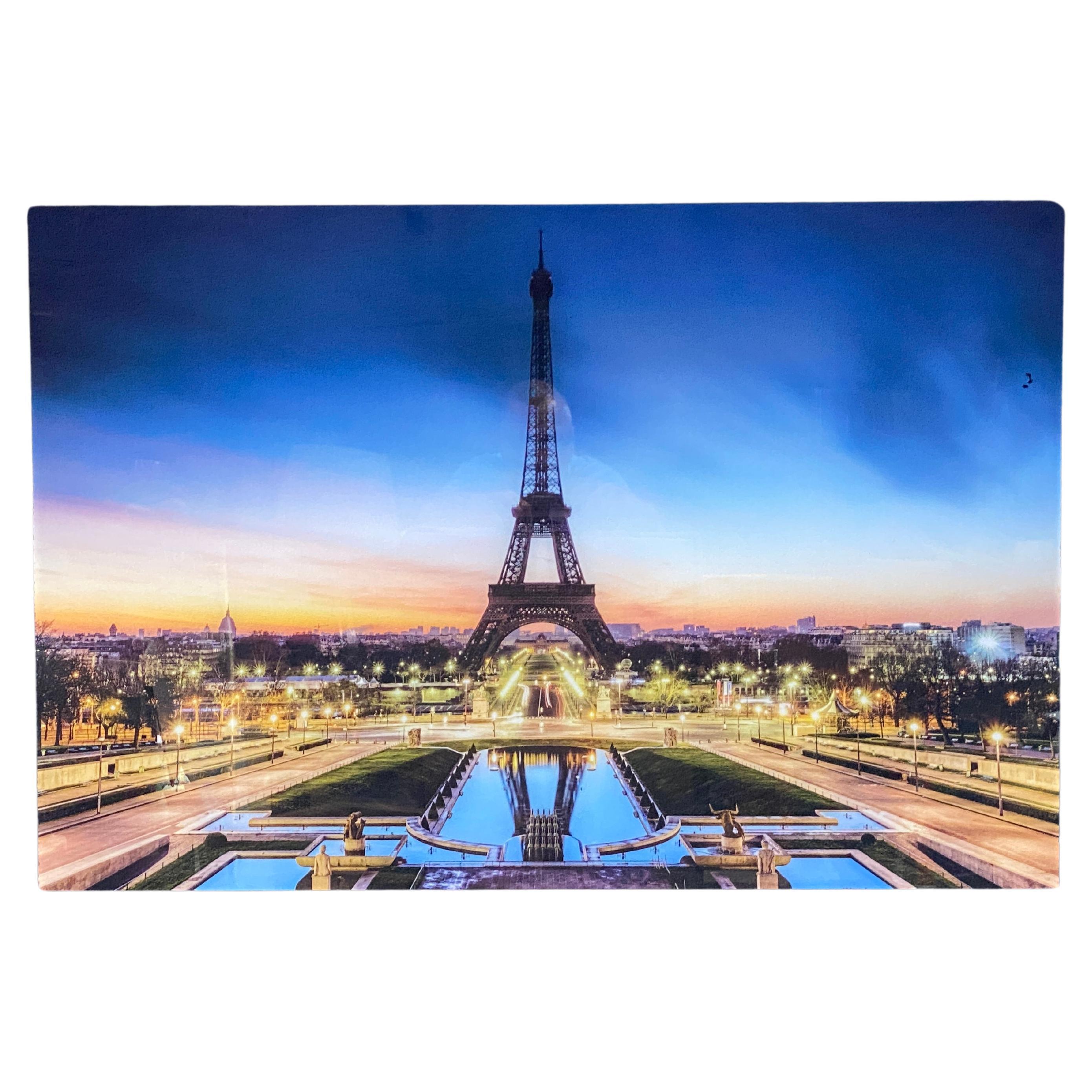 Old large silkscreen print on plexiglass representing the Eiffel Tower For Sale