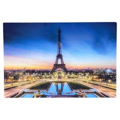 Old large silkscreen print on plexiglass representing the Eiffel Tower