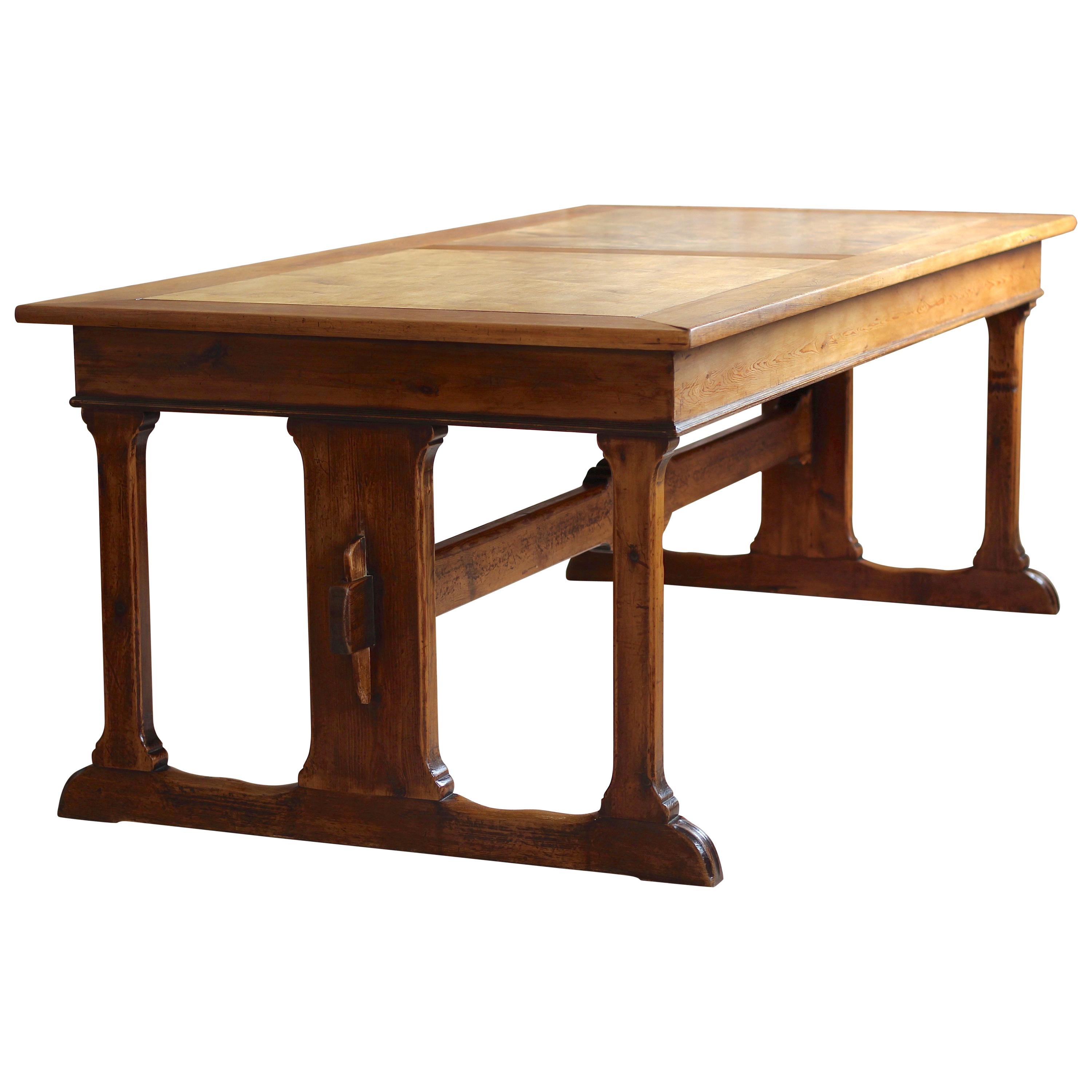 Old Library Trestle Table, Oak, Early 20th Century