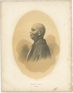 Old Lithograph of a Buddhist priest of Shimoda, Japan, 1856
