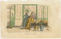 Old Lithograph of the Deity Quante-Cong 'or Shangdi', First Ruler of China, 1843