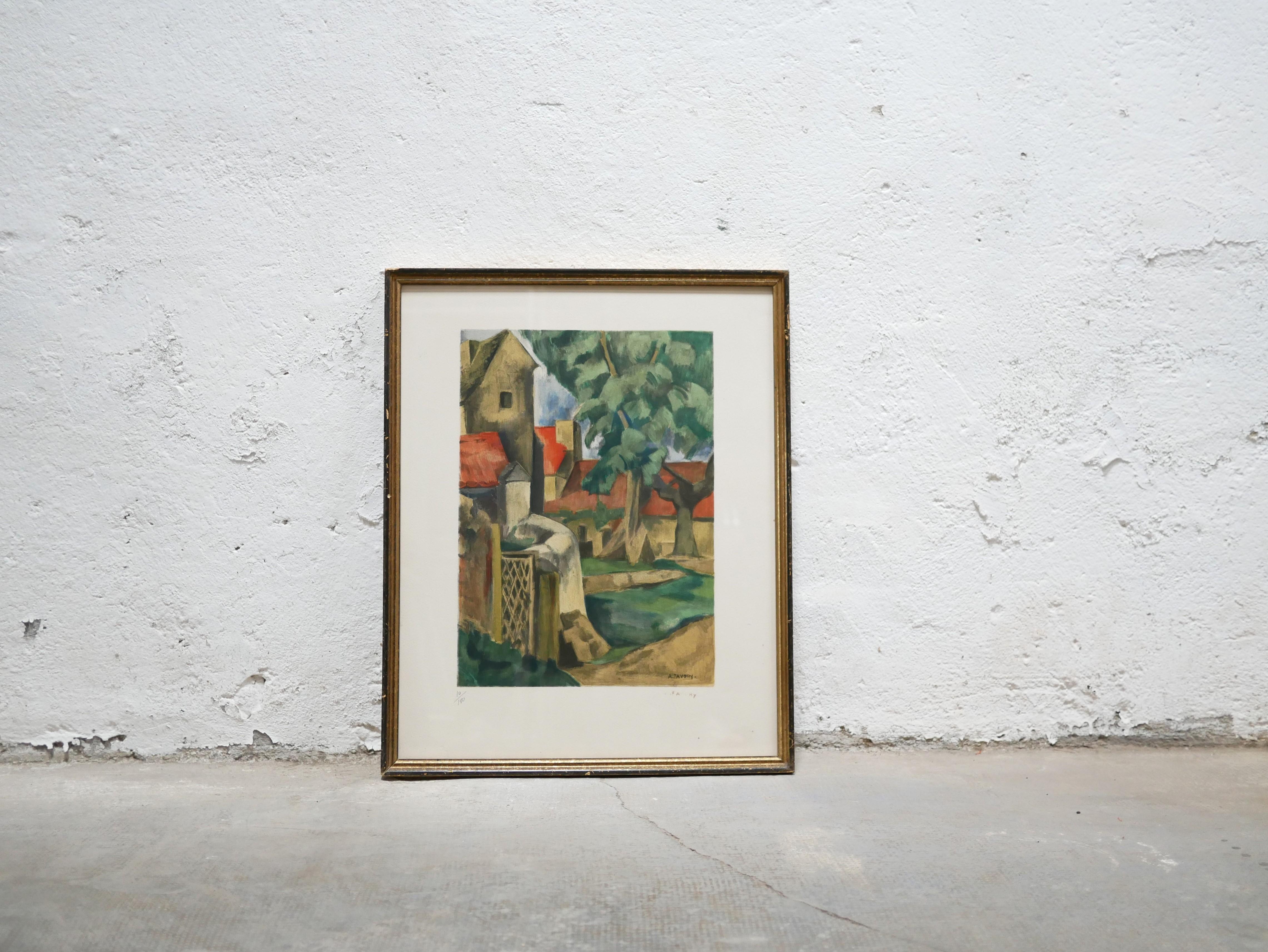 Original lithograph 10/180, by the French painter André Favory, circa 1910.

Fine quality artist's piece. Very decorative, this lithograph does not lack character. Cubist landscape.
It will be perfect in a current decoration.

Good condition, some