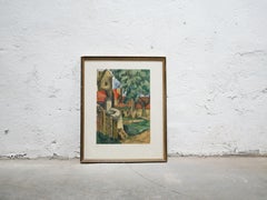 Old lithograph signed André Favory