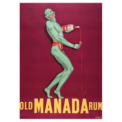 Old Manada Rum, C1930 Vintage French Alcohol Advertising Poster