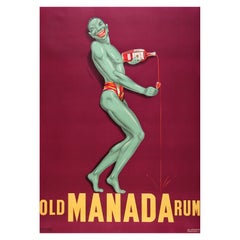 Old Manada Rum c1930 Vintage French Alcohol Advertising Poster Old Manada Rum c1930 Vintage French Alcohol Advertising Poster