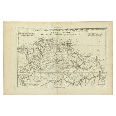 Old Map Guiana, Columbia Venezuela, Andalusia in South America by Bonne, c.1780