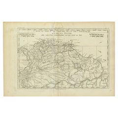 Carte ancienne de Guiana, Colombie, Venezuela, Andalusie en Amérique du Sud  par Bonne, vers 1780