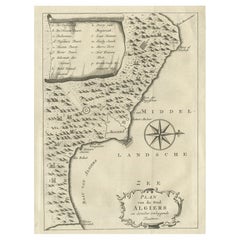 Carte ancienne d'Alger, avec les villes qui l'entourent et la baie d'Alger, 1773